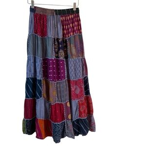 Shubham Bohemian Patchwork Rayon Maxi Skirt Size M